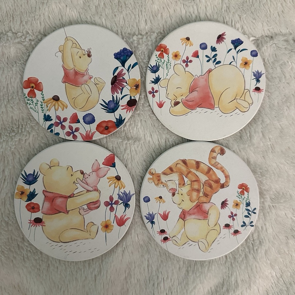 Disney Winnie The Pooh Piglet Tigger Spring Floral Coasters Set of 4